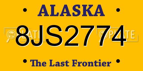 8JS2774 Alaska License Plate