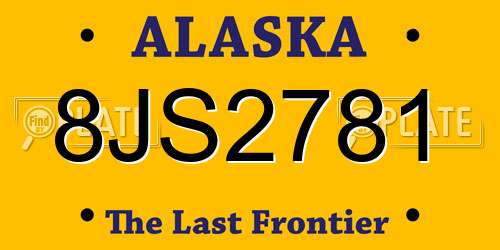 8JS2781 Alaska License Plate