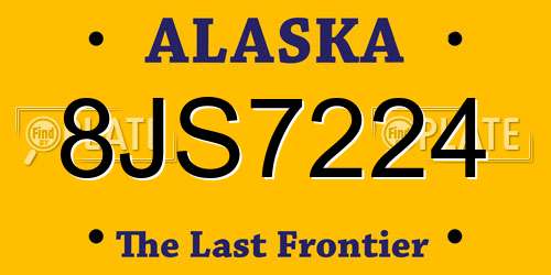 8JS7224 Alaska License Plate