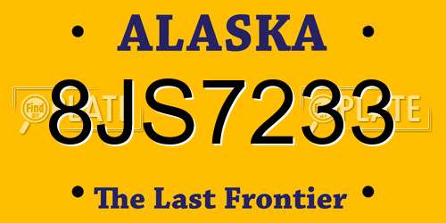 8JS7233 Alaska License Plate