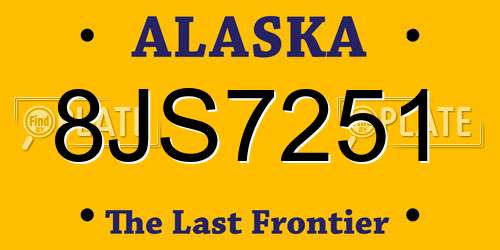 8JS7251 Alaska License Plate