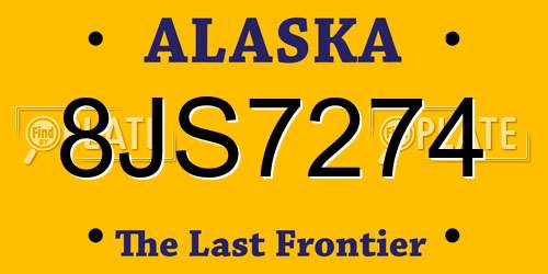 8JS7274 Alaska License Plate