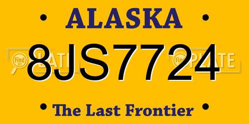 8JS7724 Alaska License Plate