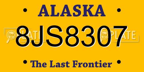 8JS8307 Alaska License Plate