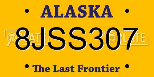 8JSS307 Alaska License Plate