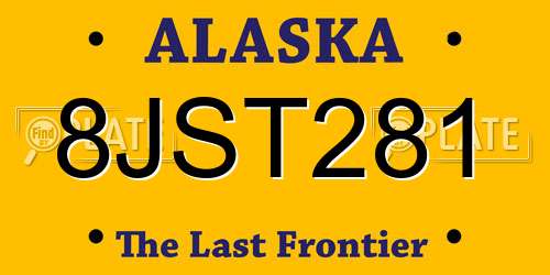 8JST281 Alaska License Plate