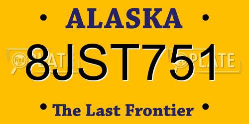 8JST751 Alaska License Plate