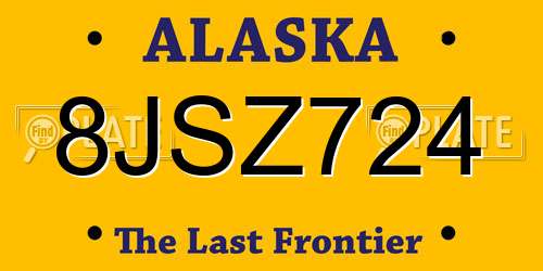 8JSZ724 Alaska License Plate