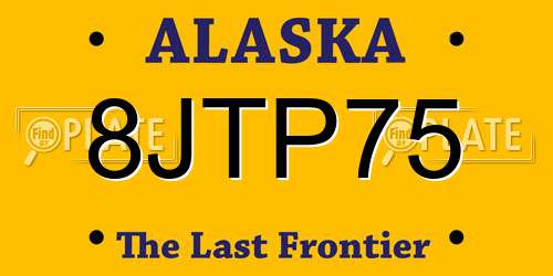 8JTP75 Alaska License Plate