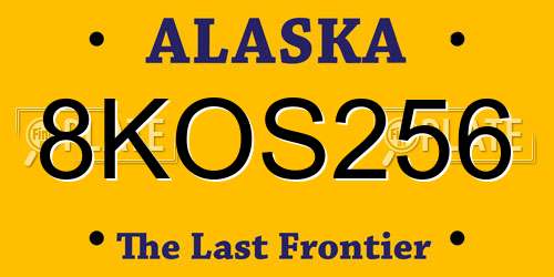 8KOS256 Alaska License Plate