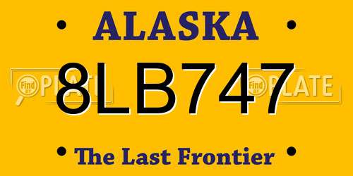 8LB747 Alaska License Plate