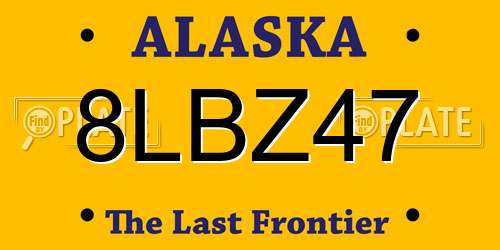 8LBZ47 Alaska License Plate