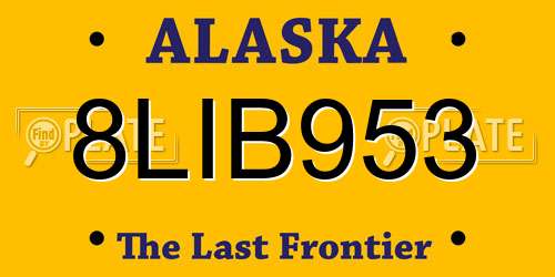 8LIB953 Alaska License Plate