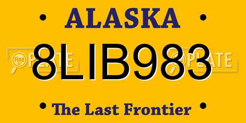 8LIB983 Alaska License Plate