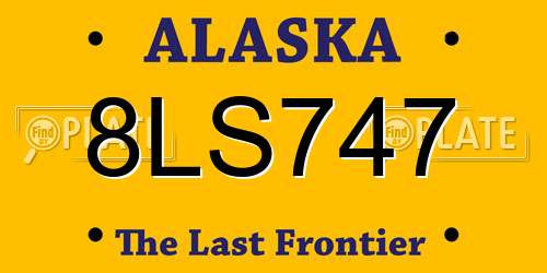 8LS747 Alaska License Plate