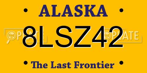 8LSZ42 Alaska License Plate