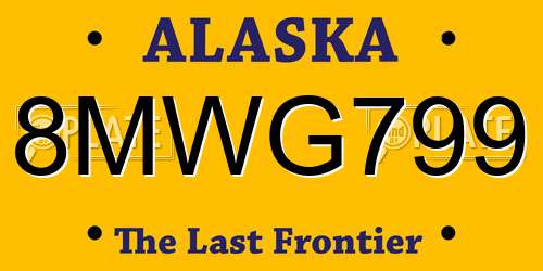 8MWG799 Alaska License Plate