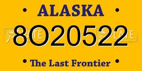 8O20522 Alaska License Plate