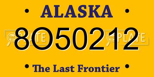 8O50212 Alaska License Plate