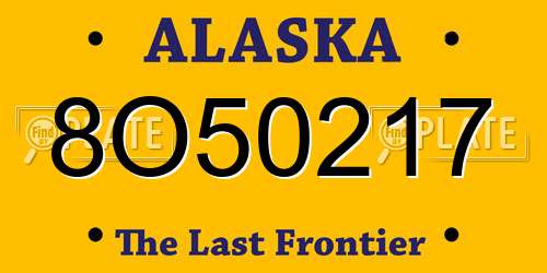 8O50217 Alaska License Plate