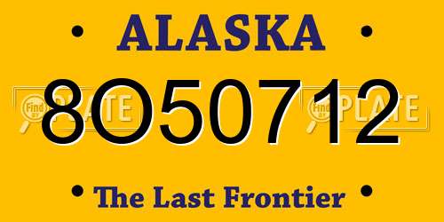 8O50712 Alaska License Plate
