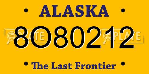 8O80212 Alaska License Plate