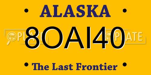 8OAI40 Alaska License Plate