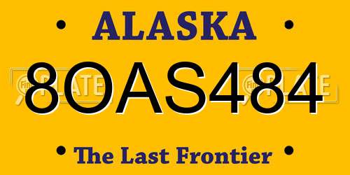 8OAS484 Alaska License Plate