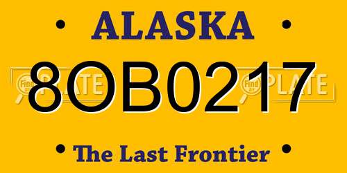 8OB0217 Alaska License Plate