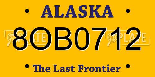 8OB0712 Alaska License Plate
