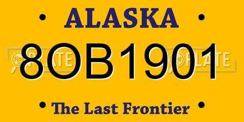 8OB1901 Alaska License Plate