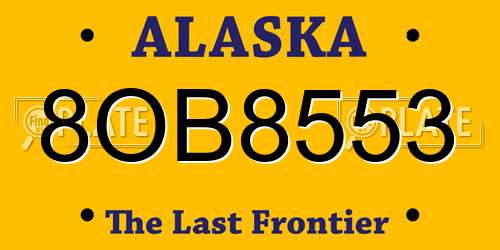 8OB8553 Alaska License Plate
