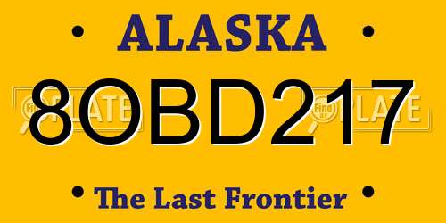 8OBD217 Alaska License Plate