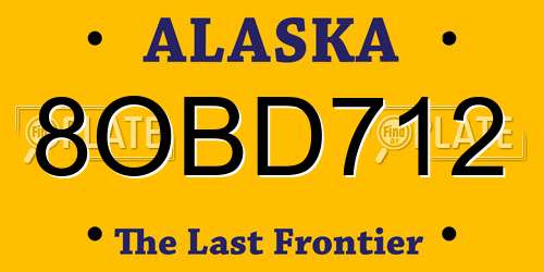 8OBD712 Alaska License Plate