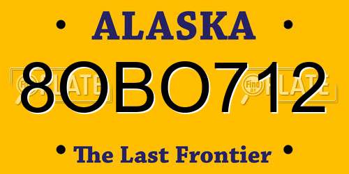 8OBO712 Alaska License Plate