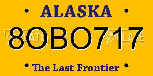 8OBO717 Alaska License Plate