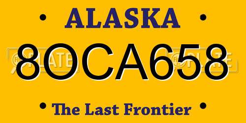 8OCA658 Alaska License Plate