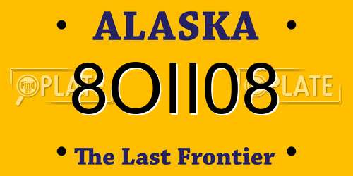8OII08 Alaska License Plate
