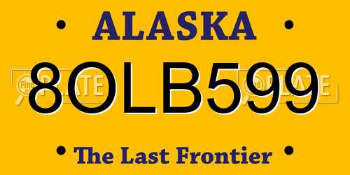 8OLB599 Alaska License Plate