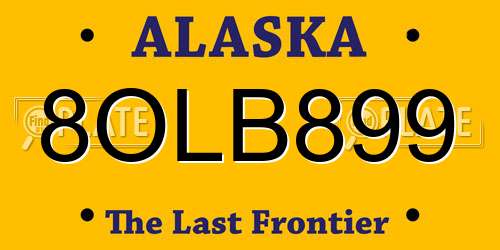8OLB899 Alaska License Plate
