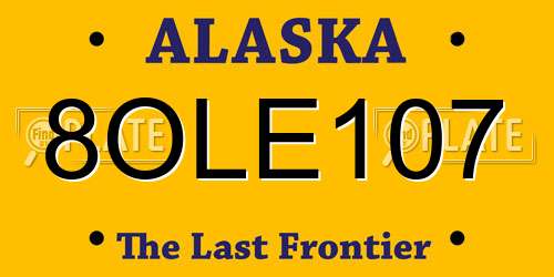 8OLE107 Alaska License Plate