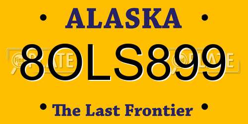 8OLS899 Alaska License Plate
