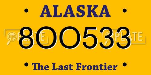 8OO533 Alaska License Plate