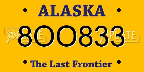 8OO833 Alaska License Plate