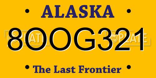 8OOG321 Alaska License Plate