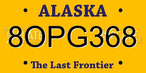 8OPG368 Alaska License Plate