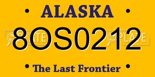 8OS0212 Alaska License Plate