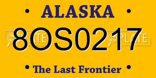 8OS0217 Alaska License Plate