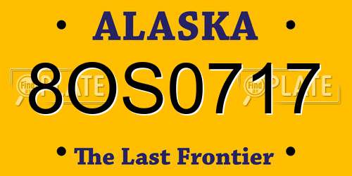 8OS0717 Alaska License Plate