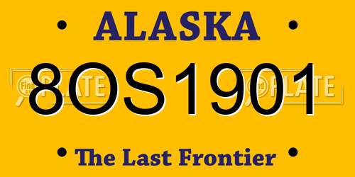 8OS1901 Alaska License Plate